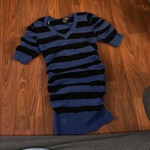 Black and blue stripe sweater dress